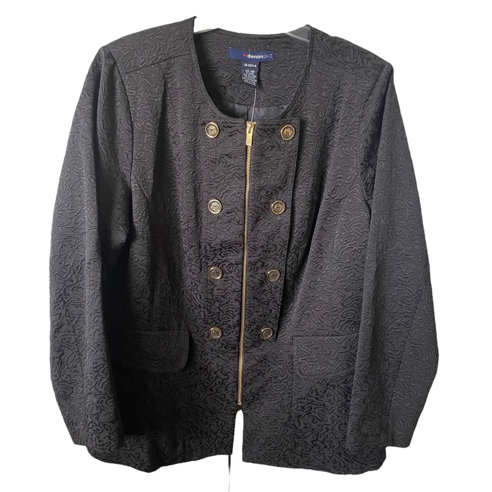 Denim 24/7 zip front Black Jacket. Size  18W
